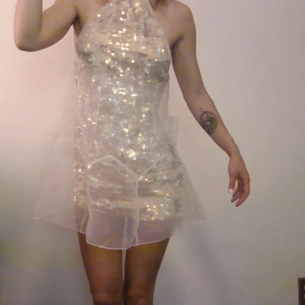Free People gold ghost sequin dress